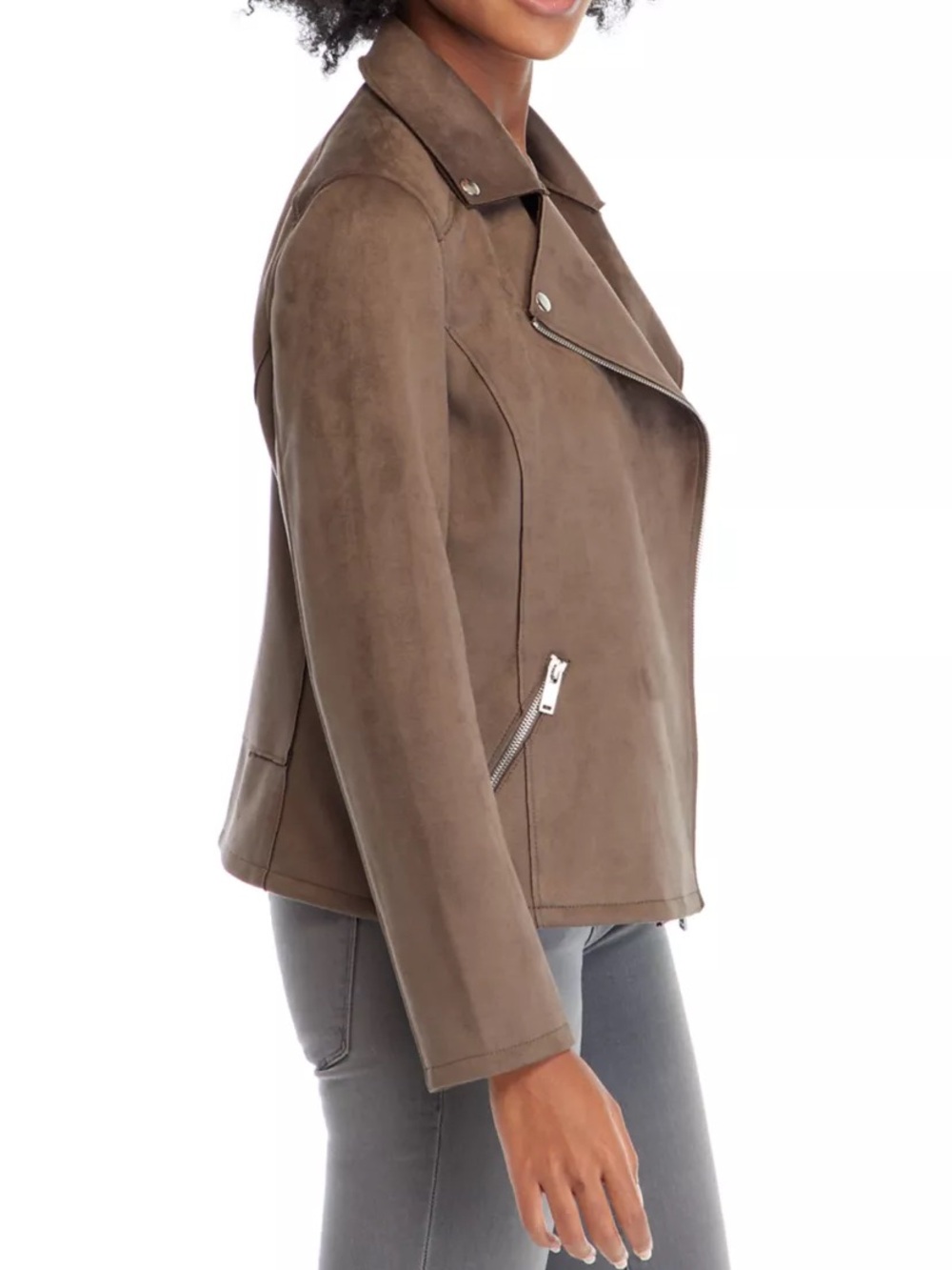 Philosophy Faux Leather Jacket Women's 2X  Zip Front Long Sleeve Beige